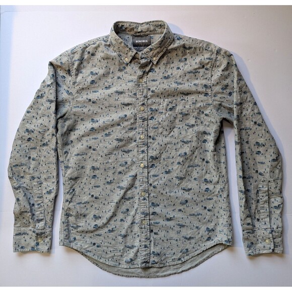 Bonobos Slim Fit Medium Button Down Long Sleeve Shirt Tree Town Graphic Mens M - Picture 4 of 12